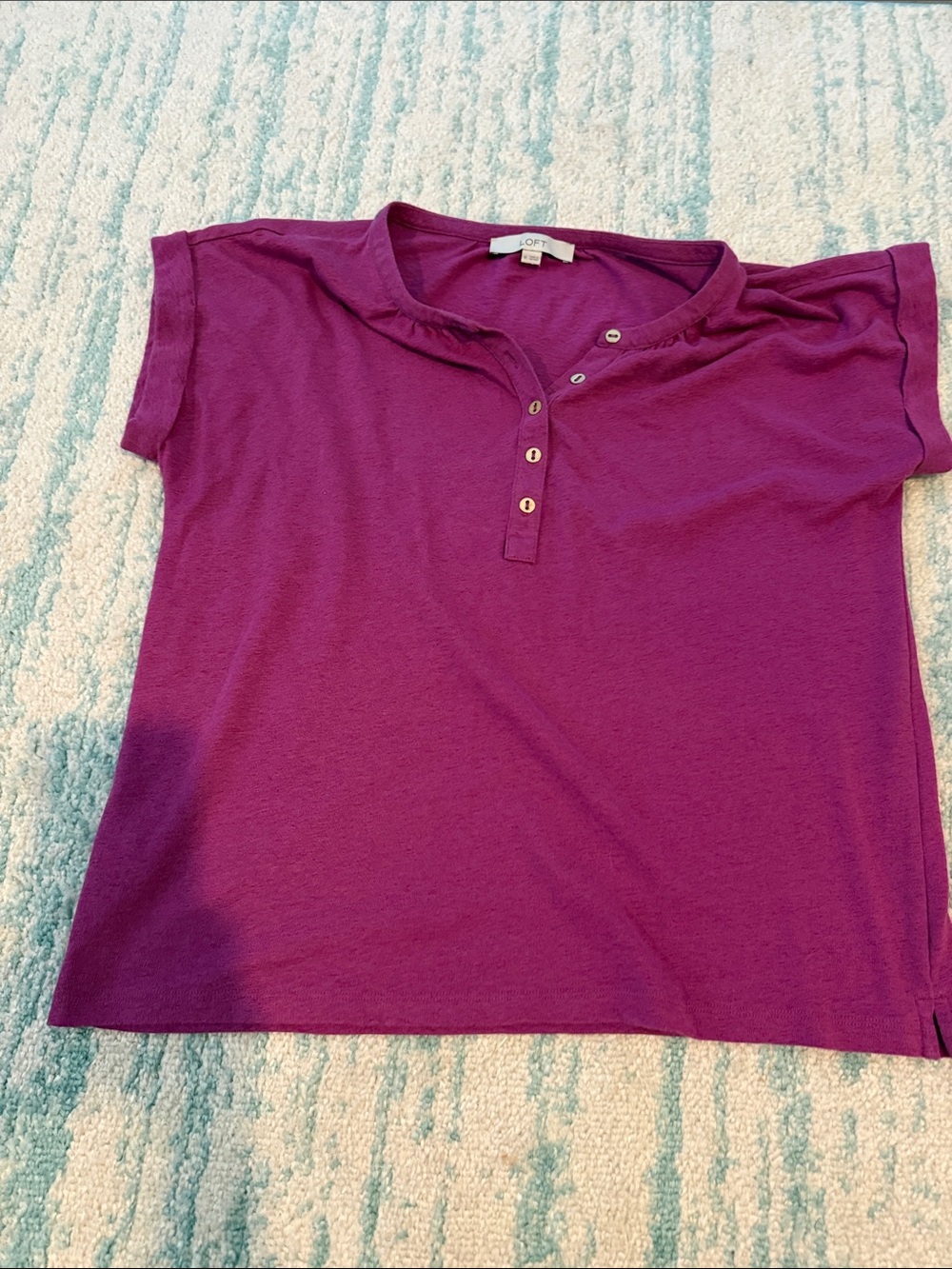 LOFT Deep Plum Short Sleeve Henley